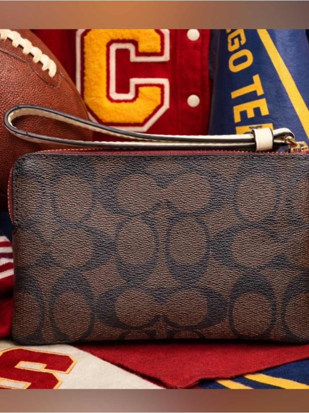 Coach Corner Zip Wristlet in Signature Canvas with Varsity Motif, NWT/Box - Picture 15 of 15